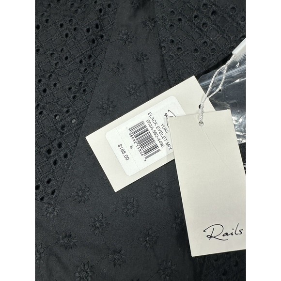 NWT Rails‎ Yuri Black Eyelet Shirt Short Sleeve Oversize Womens Small $27 - Picture 4 of 9